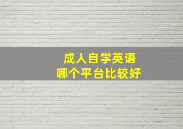 成人自学英语哪个平台比较好