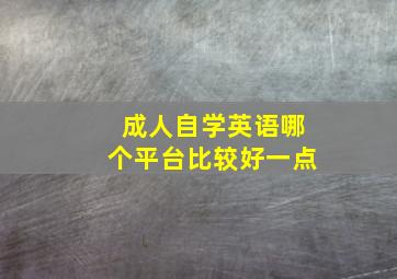 成人自学英语哪个平台比较好一点