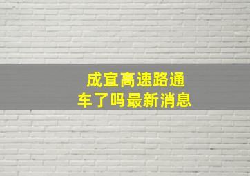 成宜高速路通车了吗最新消息