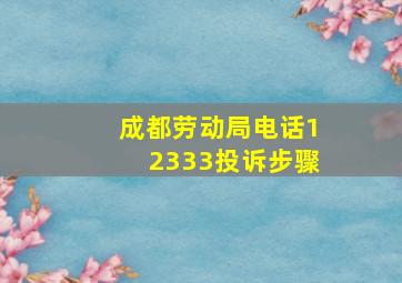 成都劳动局电话12333投诉步骤