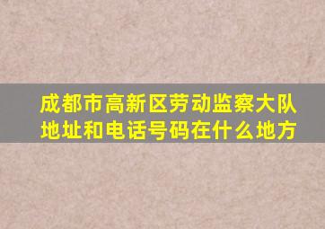 成都市高新区劳动监察大队地址和电话号码在什么地方