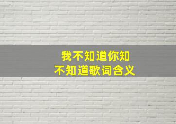 我不知道你知不知道歌词含义