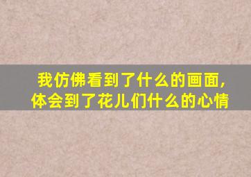 我仿佛看到了什么的画面,体会到了花儿们什么的心情