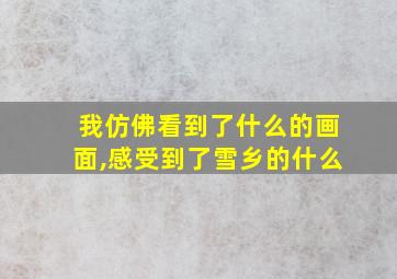 我仿佛看到了什么的画面,感受到了雪乡的什么