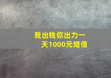 我出钱你出力一天1000元短信