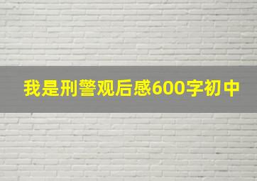 我是刑警观后感600字初中