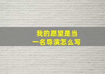 我的愿望是当一名导演怎么写