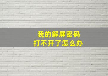 我的解屏密码打不开了怎么办