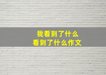 我看到了什么看到了什么作文