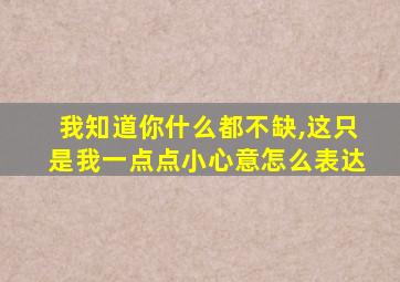 我知道你什么都不缺,这只是我一点点小心意怎么表达