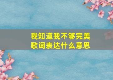 我知道我不够完美歌词表达什么意思