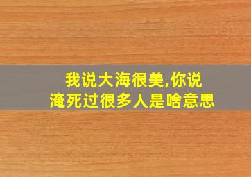 我说大海很美,你说淹死过很多人是啥意思