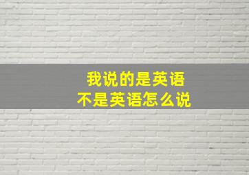 我说的是英语不是英语怎么说