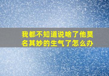 我都不知道说啥了他莫名其妙的生气了怎么办