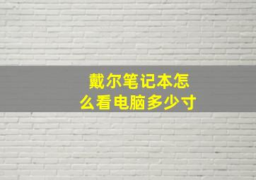 戴尔笔记本怎么看电脑多少寸