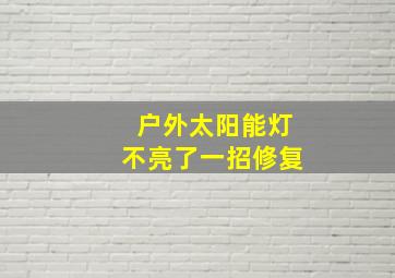 户外太阳能灯不亮了一招修复