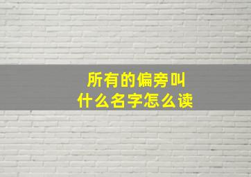 所有的偏旁叫什么名字怎么读