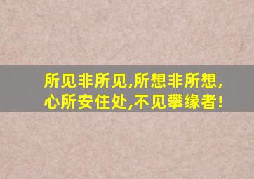 所见非所见,所想非所想,心所安住处,不见攀缘者!