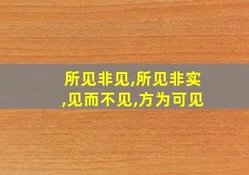 所见非见,所见非实,见而不见,方为可见