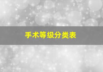 手术等级分类表