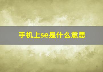 手机上se是什么意思