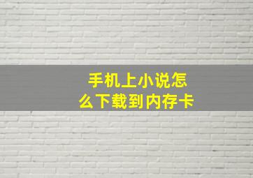 手机上小说怎么下载到内存卡