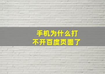 手机为什么打不开百度页面了