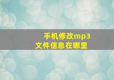 手机修改mp3文件信息在哪里