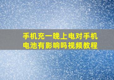 手机充一晚上电对手机电池有影响吗视频教程