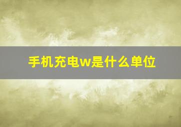 手机充电w是什么单位