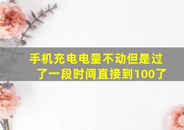 手机充电电量不动但是过了一段时间直接到100了