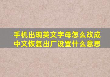 手机出现英文字母怎么改成中文恢复出厂设置什么意思