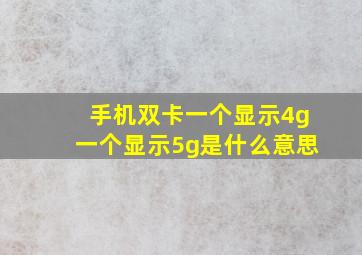 手机双卡一个显示4g一个显示5g是什么意思