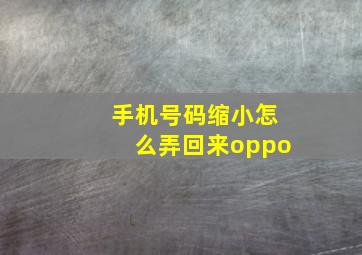 手机号码缩小怎么弄回来oppo