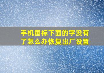 手机图标下面的字没有了怎么办恢复出厂设置