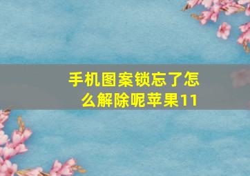 手机图案锁忘了怎么解除呢苹果11