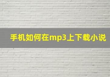 手机如何在mp3上下载小说