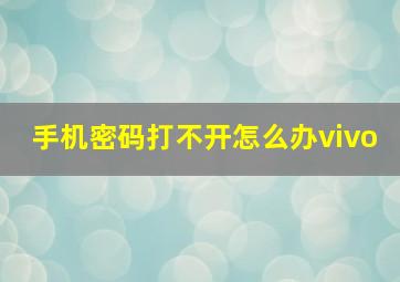 手机密码打不开怎么办vivo