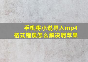 手机将小说导入mp4格式错误怎么解决呢苹果