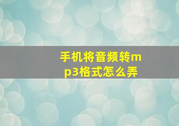 手机将音频转mp3格式怎么弄