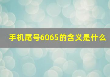 手机尾号6065的含义是什么