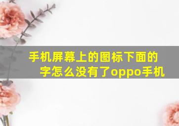 手机屏幕上的图标下面的字怎么没有了oppo手机