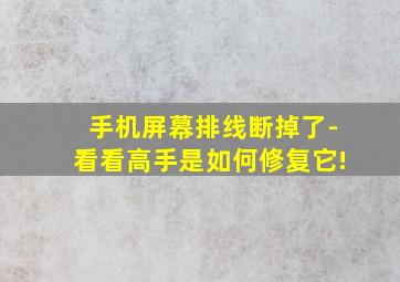 手机屏幕排线断掉了-看看高手是如何修复它!