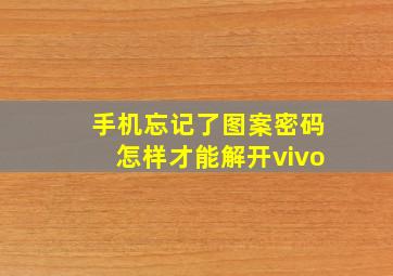 手机忘记了图案密码怎样才能解开vivo