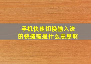 手机快速切换输入法的快捷键是什么意思啊