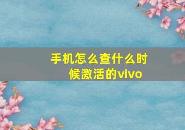 手机怎么查什么时候激活的vivo