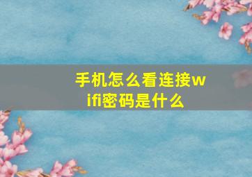 手机怎么看连接wifi密码是什么