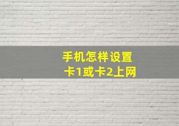 手机怎样设置卡1或卡2上网