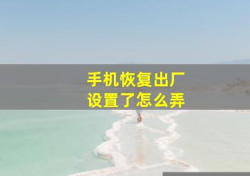 手机恢复出厂设置了怎么弄