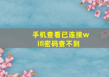 手机查看已连接wifi密码查不到